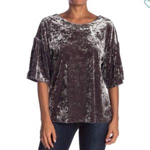 Bobeau Olive Green Crushed Velvet Top